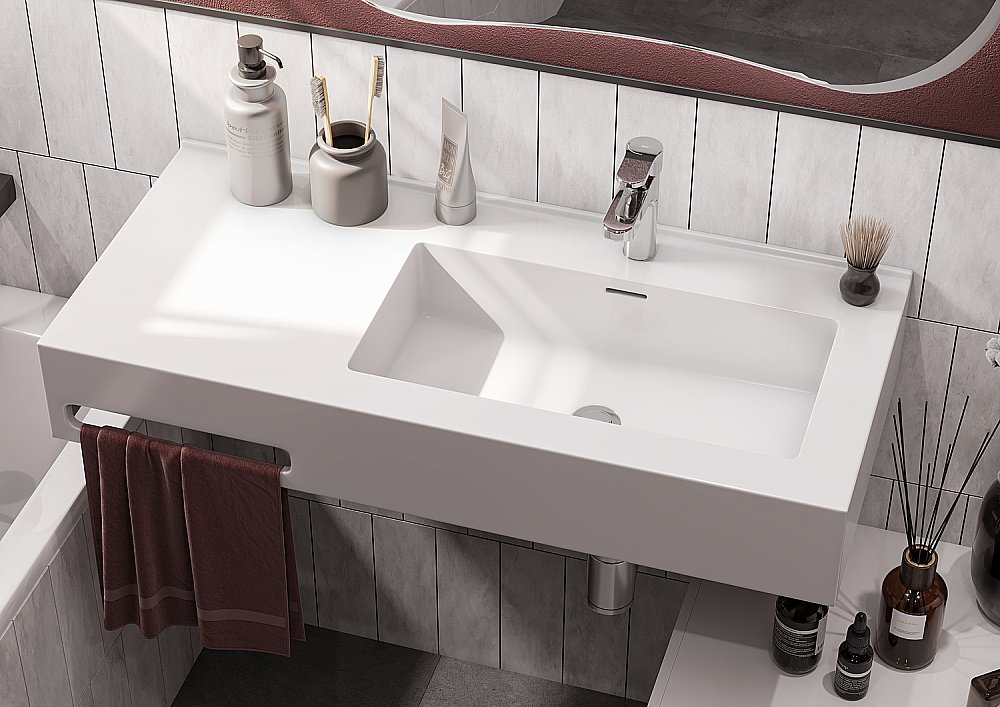 Раковина Акватон Квадро Про 100 1A733231QA01R белая купить в интернет-магазине Sanbest