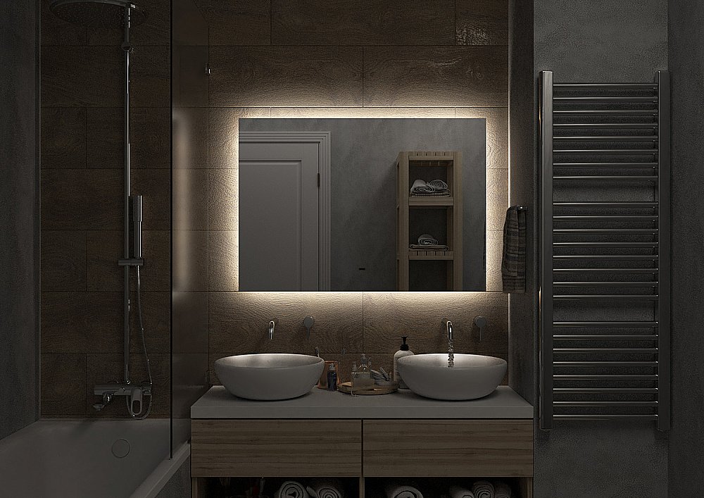 Зеркало с LED-подсветкой Misty НЕМБУС 100x70 ореол в ванную от интернет-магазине сантехники Sanbest