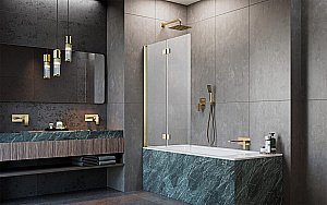 Шторка для ванны Radaway Nes Brushed Gold PND I 140 стекло прозрачное/профиль брашированное золото купить в интернет-магазине Sanbest