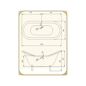 Ванна чугунная Magliezza Julietta 183x78 белая/ножки золото купить в интернет-магазине Sanbest