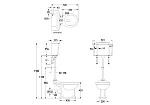 Унитаз с низким бачком Burlington P5 с декоративными кронштейнами, белый, ручка хром/белая купить в интернет-магазине Sanbest
