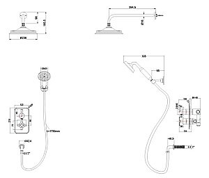 Душевая система Burlington Riviera R2S GOLD+V17 GOLD золото купить в интернет-магазине сантехники Sanbest