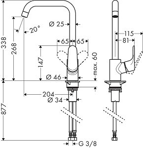 Смеситель для кухни Hansgrohe Focus M41 260 31820670 купить в интернет-магазине сантехники Sanbest