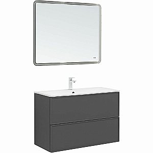 Тумба с раковиной Aquanet Арт 90 329613 ясень графит для ванной в интернет-магазине Sanbest