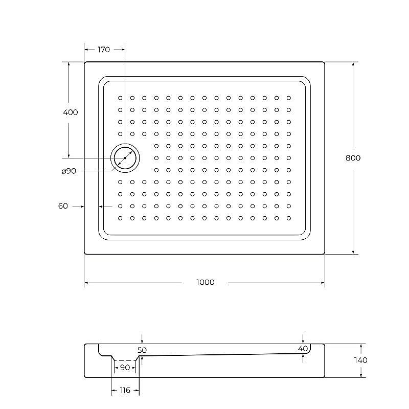 Душевой поддон Cezares TRAY-A-AH-15-W 100х80 купить в интернет-магазине Sanbest