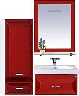 Тумба с раковиной подвесная Misty Европа 60 красная для ванной в интернет-магазине Sanbest