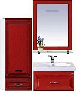 Тумба с раковиной подвесная Misty Европа 60 красная для ванной в интернет-магазине Sanbest