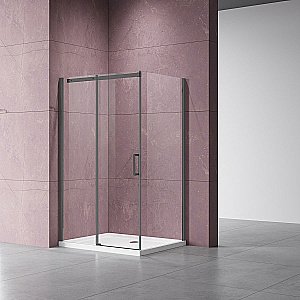 Душевой уголок Vincea Dice VSR-4D1014CLGM 140x100 стекло прозрачное/профиль вороненая сталь купить в интернет-магазине Sanbest