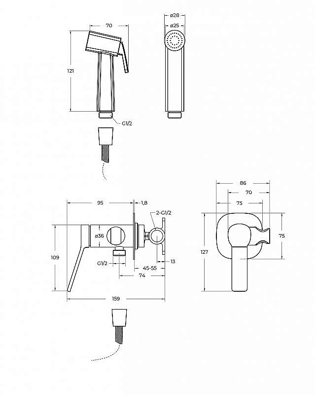 Гигиенический душ BelBagno ALBANO-HGN-CRM хром купить в интернет-магазине сантехники Sanbest