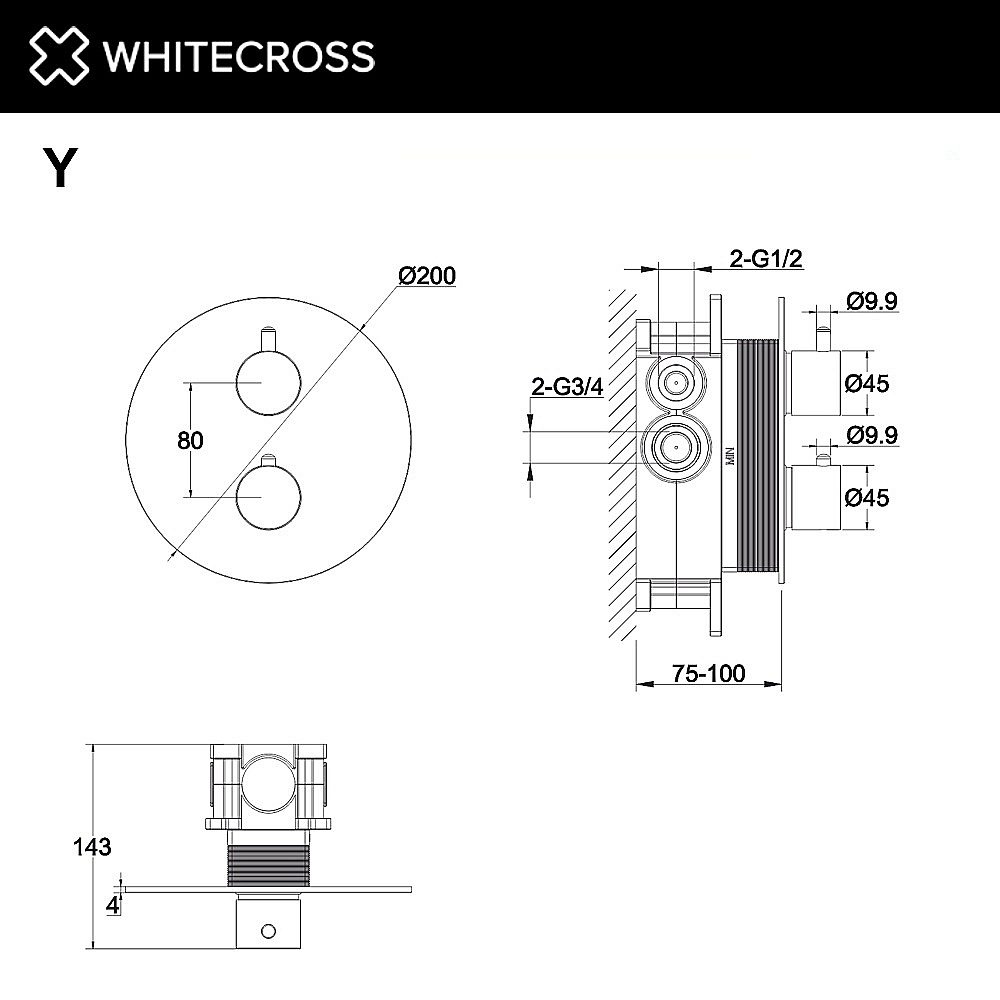 Смеситель для душа WhiteCross Y Y1236BL черный матовый купить в интернет-магазине сантехники Sanbest