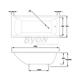 Ванна чугунная Byon Milan 170х70 купить в интернет-магазине Sanbest