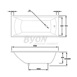 Ванна чугунная Byon Milan И0000069 170х70 купить в интернет-магазине Sanbest