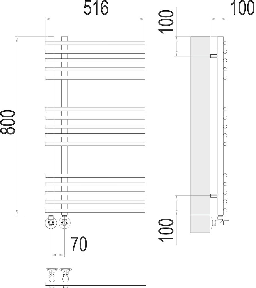 Полотенцесушитель водяной Terminus Астра П15 70х800 купить в интернет-магазине сантехники Sanbest