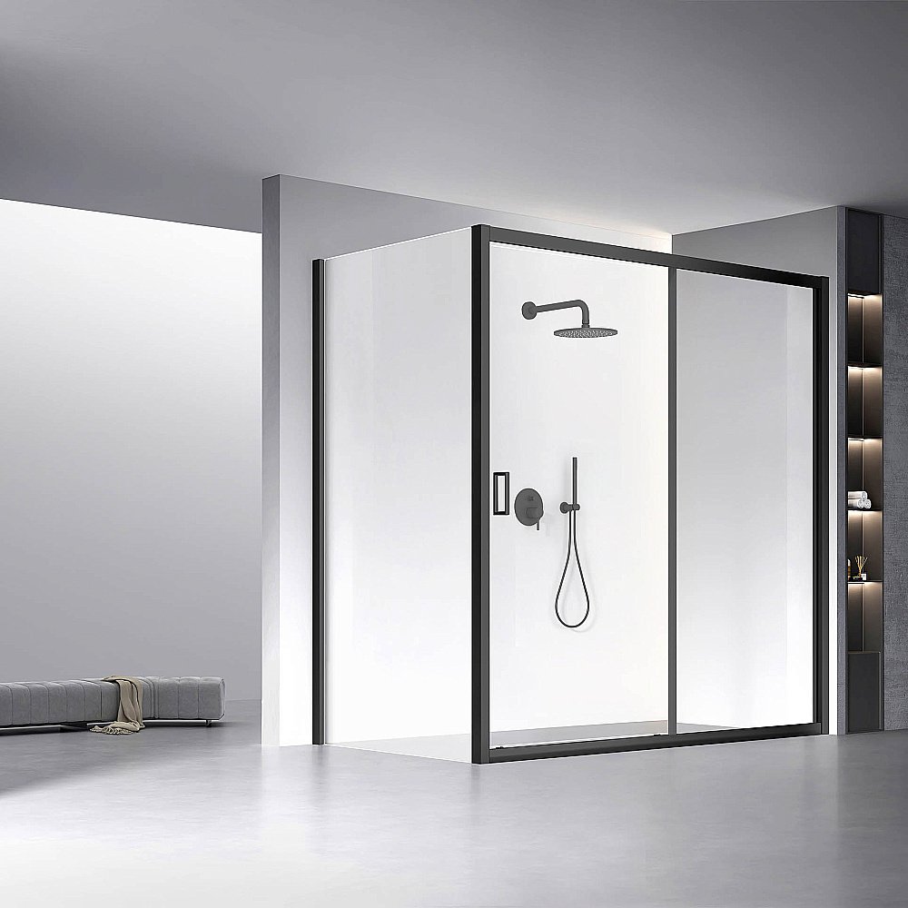 Душевой уголок Veconi Rovigo RV060B-180100-01-C5 180х100 стекло прозрачное/профиль черный матовый купить в интернет-магазине Sanbest