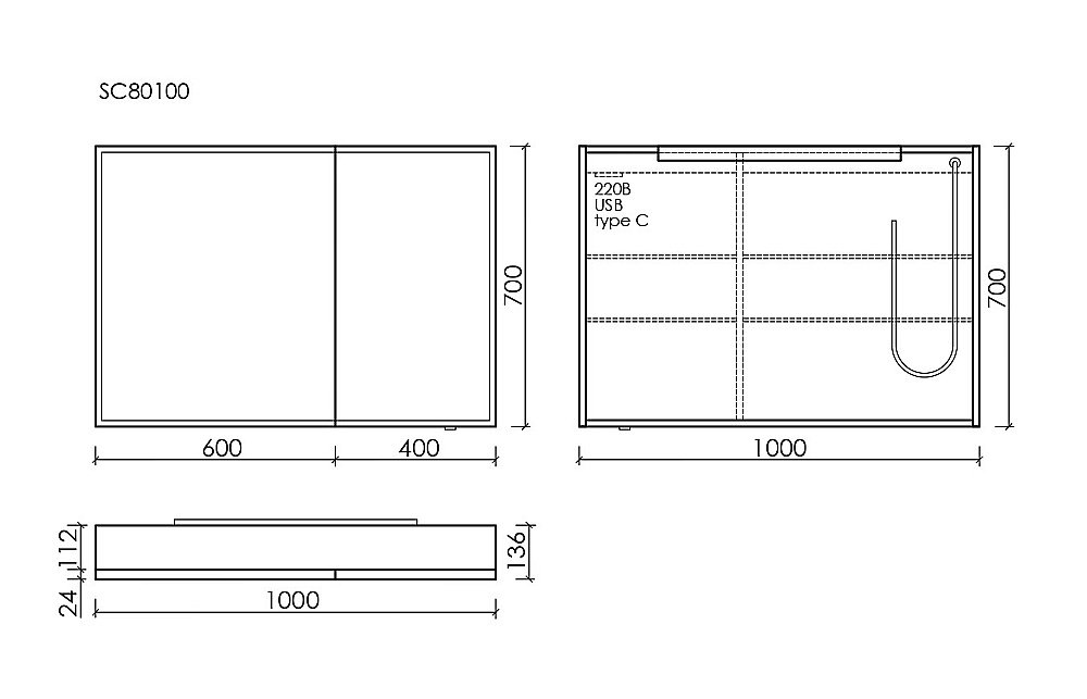 Зеркальный шкаф Sancos Evoke 100х70 SC80100 серый купить в интернет-магазине сантехники Sanbest