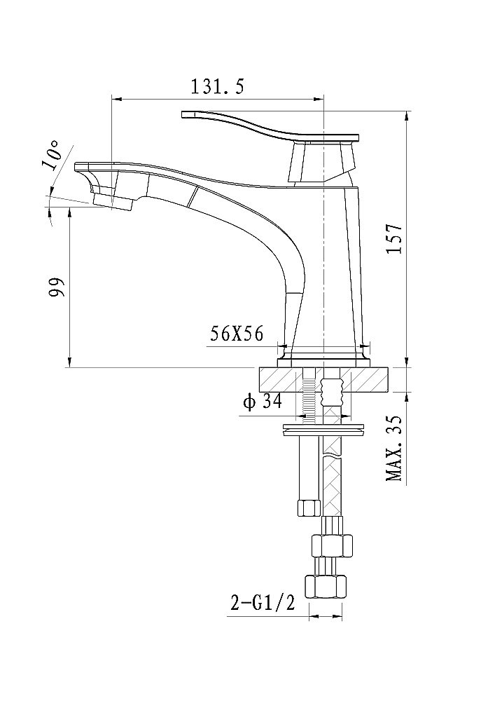 Смеситель для раковины WONZON & WOGHAND NAVIA, Хром (WW-181101-CR) купить в интернет-магазине сантехники Sanbest