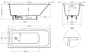 Ванна Salini ORLANDA KIT S-stone 102127M 170x75 белая купить в интернет-магазине Sanbest
