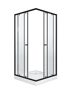 Душевой уголок Parly QZ81B N 80х80 стекло прозрачное/профиль черный купить в интернет-магазине Sanbest