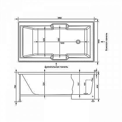 Акриловая ванна Aquanet Vega 190x100 205556 с к/с купить в интернет-магазине Sanbest
