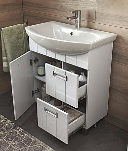 Тумба с раковиной Vigo Diana 2-700 1D.2Y белая для ванной в интернет-магазине Sanbest