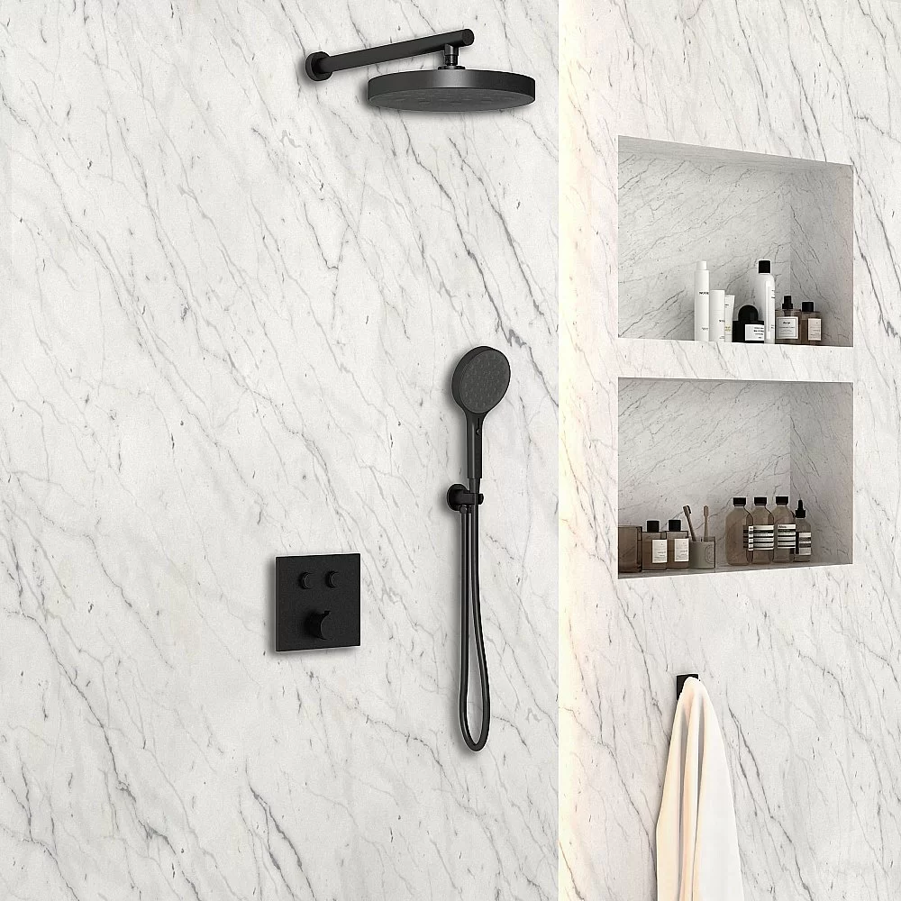 Душевая система Vincea Inspire VSFW-4I212MB черная матовая купить в интернет-магазине сантехники Sanbest