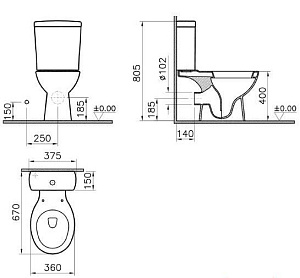 Унитаз напольный Vitra Norm Nord 9845B099-7201 с бачком, с крышкой микролифт, белый купить в интернет-магазине Sanbest