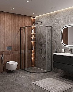 Душевой уголок Cezares Molveno 90x120 RH-1-120/90-C-GM-IV стекло прозрачное/профиль матовая оружейная сталь купить в интернет-магазине Sanbest