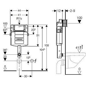 Смывной бачок скрытого монтажа Geberit Sigma UP320 купить в интернет-магазине сантехники Sanbest
