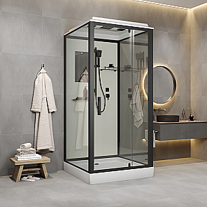 Душевая кабина Niagara Standart ST100/15Q/BL 100х100 профиль черный матовый/стекло прозрачное купить в интернет-магазине Sanbest
