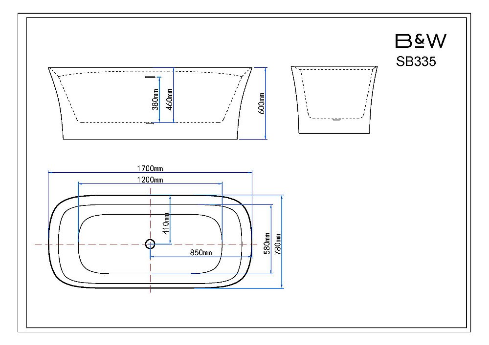 Ванна Black&White Swan 170х78 SB335 белая купить в интернет-магазине Sanbest