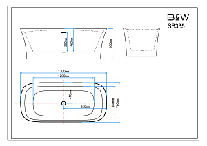 Ванна Black&White Swan 170х78 SB335 белая купить в интернет-магазине Sanbest