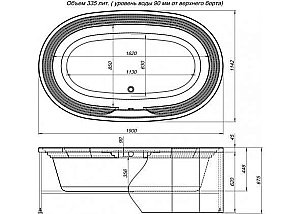 Акриловая ванна Aquanet Mishel 190x115 к/с купить в интернет-магазине Sanbest