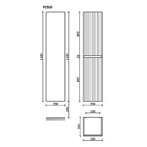 Шкаф-пенал подвесной Sancos Code PCD35GB серо-бежевый для ванной в интернет-магазине сантехники Sanbest