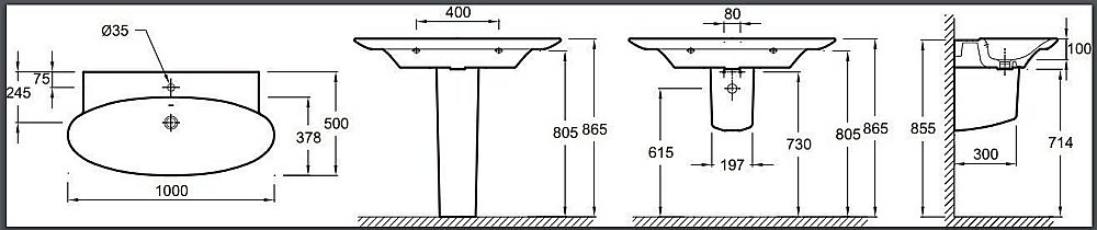 Раковина Jacob Delafon PRESQU`ILE 100 E4436-00 белая купить в интернет-магазине Sanbest
