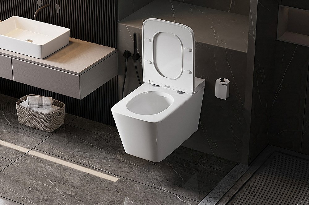 Унитаз подвесной ABBER Rechteck AC1202P импульсный смыв, с крышкой микролифт купить в интернет-магазине Sanbest