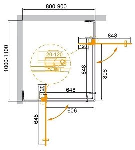 Душевой уголок Cezares Slider AH-2 80х100 BR NERO купить в интернет-магазине Sanbest