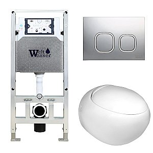 Унитаз с инсталляцией WeltWasser AMBERG 506 ST + JECKENBACH 004 GL-WT + AMBERG RD-CR купить в интернет-магазине Sanbest