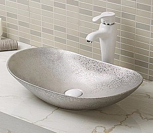 Раковина накладная Ceramalux NC 61,5 7811АSS серебро купить в интернет-магазине Sanbest