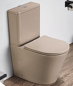 Унитаз напольный CeramaLux 2179XMC капучино матовый, безободковый, с бачком, с крышкой микролифт купить в интернет-магазине Sanbest