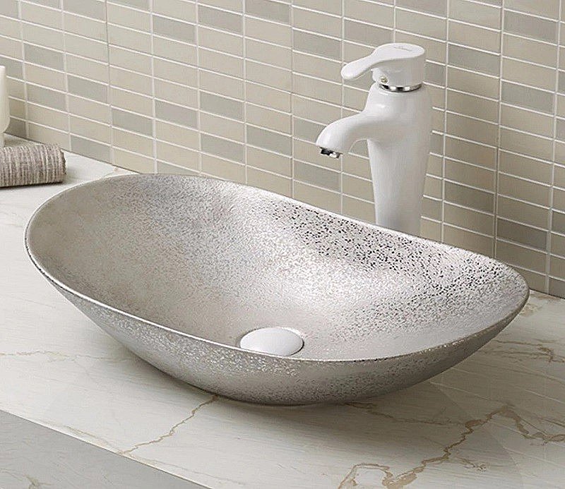 Раковина накладная Ceramalux NC 61,5 7811АSS серебро купить в интернет-магазине Sanbest