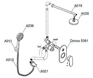 Душевая система WasserKRAFT Donau 5300 A14028 купить в интернет-магазине сантехники Sanbest