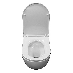 Унитаз подвесной Azario Etera AZ-118E-UQ3 белый, безободковый, с крышкой микролифт, слив торнадо купить в интернет-магазине Sanbest