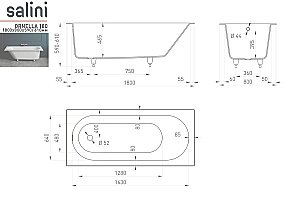 Ванна Salini ORNELLA Kit S-Sense 180х80 102412GF RAL купить в интернет-магазине Sanbest