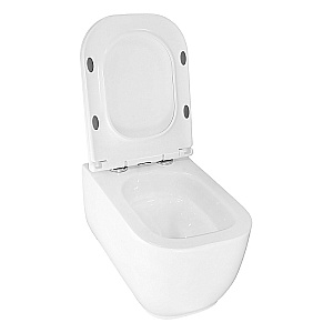Унитаз подвесной Azario Riano AZ-2808E белый, безободковый, с крышкой микролифт, слив торнадо купить в интернет-магазине Sanbest