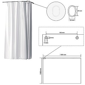 Шторка для ванны Bemeta 180х180 153653016 белая купить в интернет-магазине сантехники Sanbest
