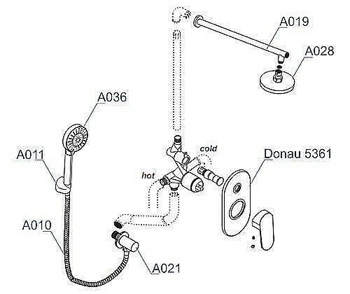Душевая система WasserKRAFT Donau 5300 A14028 купить в интернет-магазине сантехники Sanbest
