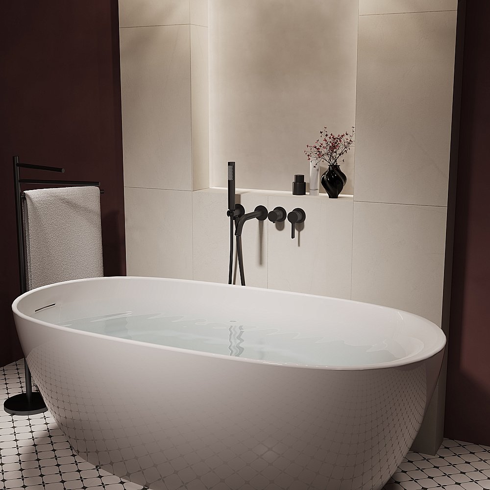 Смеситель для ванны Vincea Villa VTFW-1VL1MB черный купить в интернет-магазине сантехники Sanbest