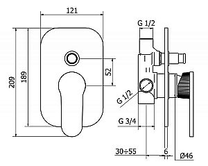 Смеситель  для душа Cezares DIANA-VDIM-01 купить в интернет-магазине сантехники Sanbest