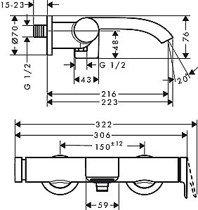 Смеситель для ванны Hansgrohe Vivenis 75420700 белый матовый купить в интернет-магазине сантехники Sanbest