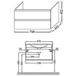 Тумба с раковиной Jacob Delafon MADELEINE 80 серый матовый для ванной в интернет-магазине Sanbest